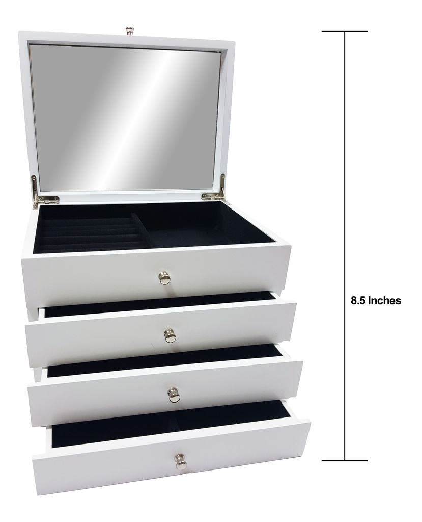 4 Drawer Jewelry Box with Up-Right Mirror (2 pcs/ctn)