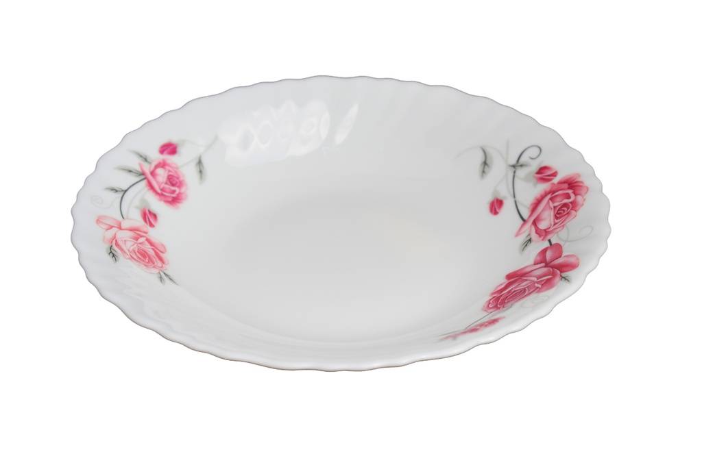 7.5" Opal Glass Rose Design Soup Plate (36 pcs/ctn)