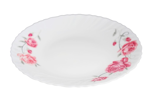 [RS204-85] 8.5" Opal Glass Rose Design Dessert Plate (36 pcs/ctn)