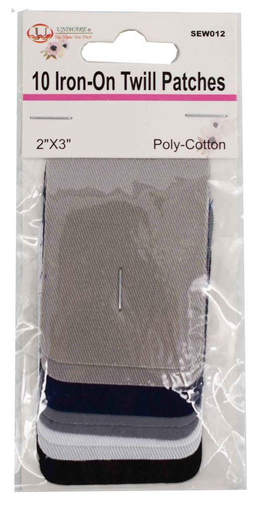 10 pc Iron-On Twill Patch, Mixed Colors (288 pcs/ctn)