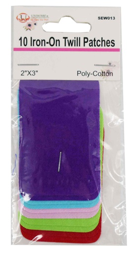 [SEW013] 10 pc Twill Patches, Mixed Color (288 pcs/ctn)