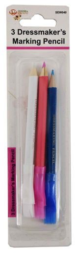 [SEW040] 3 pc Dressmaker Water Soluble Pencils w Brush (288 pcs/ctn)