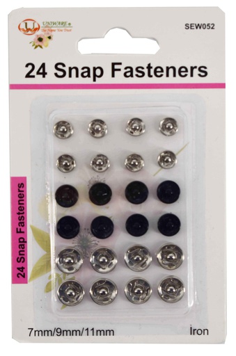 [SEW052] 24 pc Snap Fasteners Set, Mixed Sizes (288 pcs/ctn)