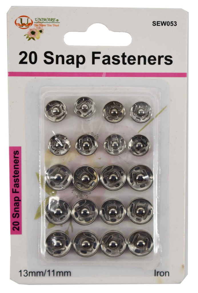 20 pc Zinc Alloy Snap Fastener Set, Mixed Sizes (288 pcs/ctn