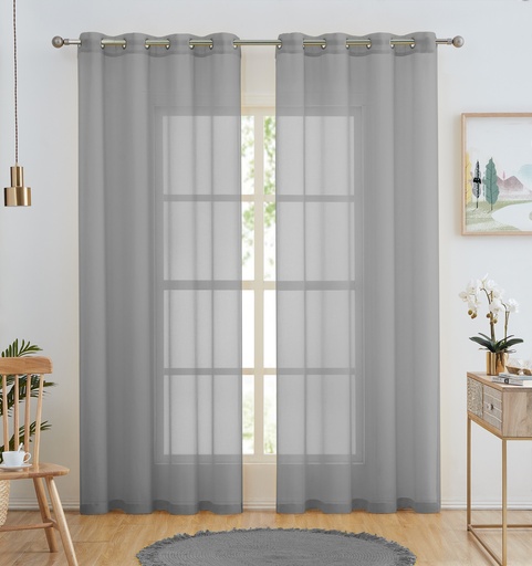 [WC58002GY] 54"x84" Aria Voile Grommet Window Curtain, Grey (24 pc/ctn)