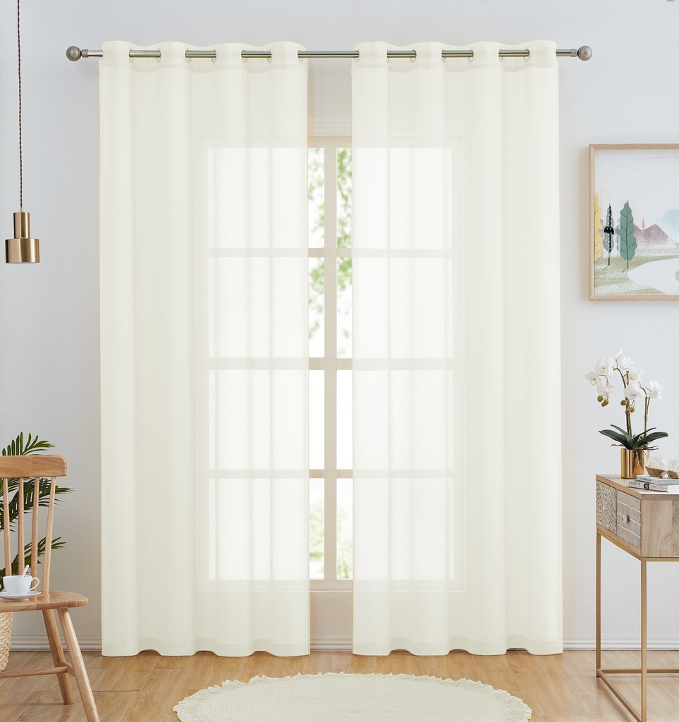 54"x84" Aria Voile Grommet Window Curtain, Beige (24 pc/ctn)