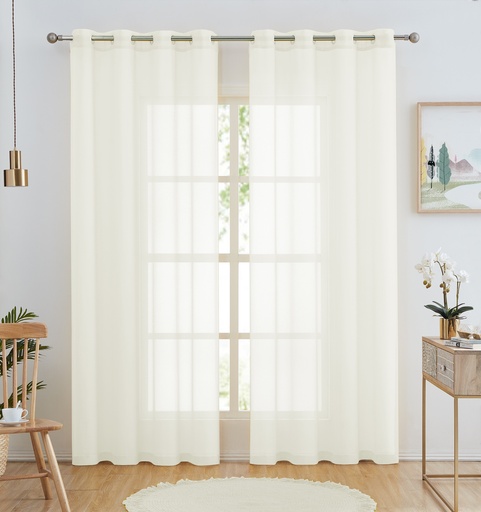 [WC58002BG] 54"x84" Aria Voile Grommet Window Curtain, Beige (24 pc/ctn)