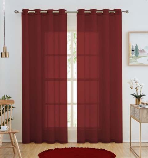 [WC58002BD] 54"x84" Aria Voile Grommet Window Curtain, Burgundy (24 pc/ctn)
