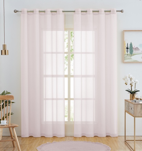 [WC58003PK] 54"x84" Luna Voile Grommet Window Curtain, Light Pink (24 pc/ctn)