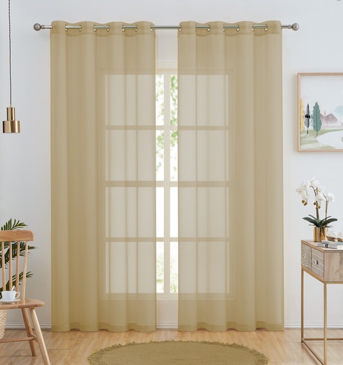 [WC58003GD] 54"x84" Luna Voile Grommet Window Curtain, Golden (24 pc/ctn)