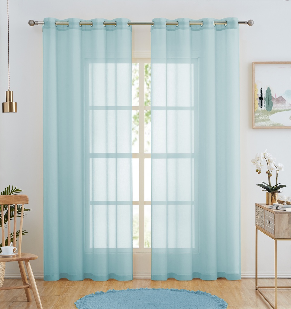 54"x84" Luna Voile Grommet Window Curtain, Lake Blue (24 pc/ctn)