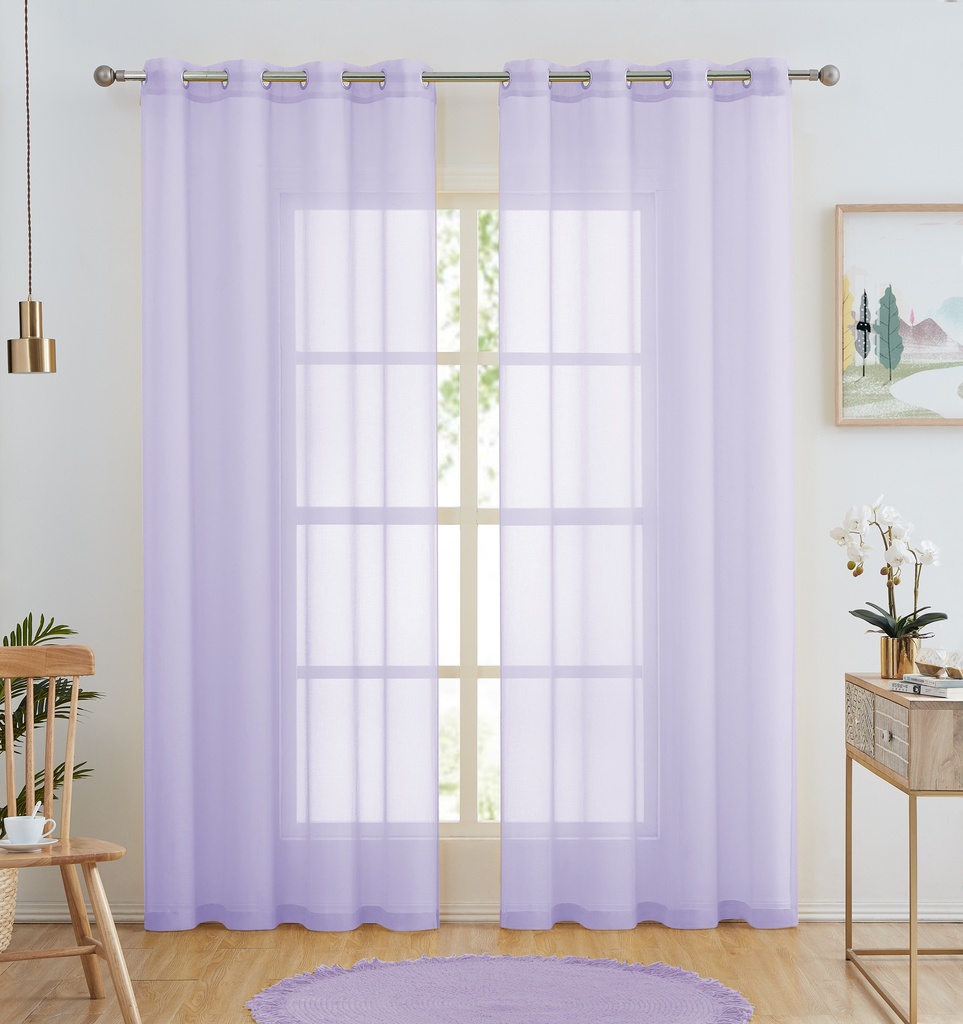 54"x84" Luna Voile Grommet Window Curtain, Light Purple (24 pc/ctn)