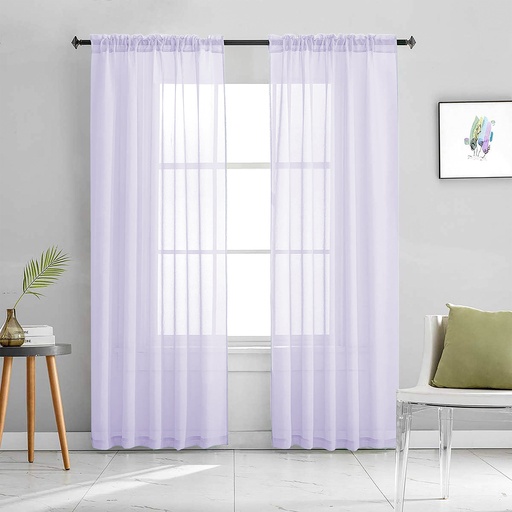 [WC58005PP] 54"x84" Luna Voile Rod Pocket Window Curtain, Light Purple(24 pc/ctn)