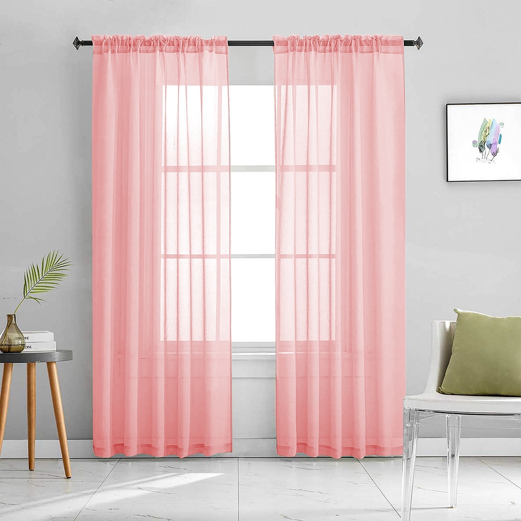 54"x84" Luna Voile Rod Pocket Window Curtain, Coral Pink (24 pc/ctn)