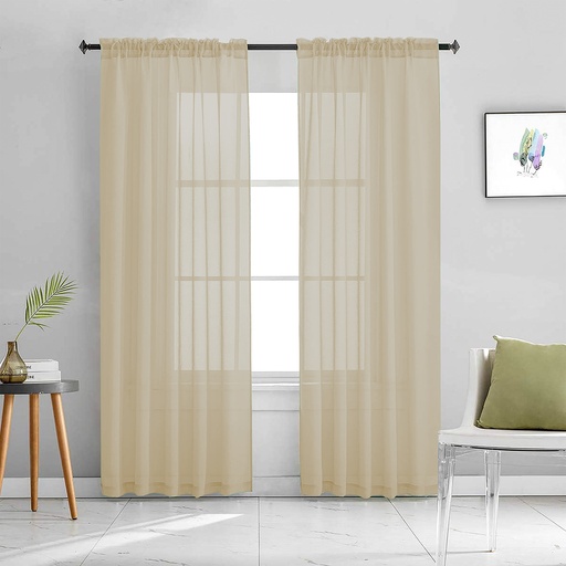 [WC58005GD] 54"x84" Luna Voile Rod Pocket Window Curtain, Golden (24 pc/ctn)