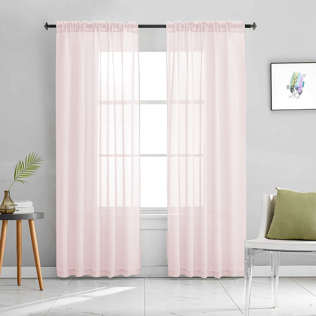 54"x84" Luna Voile Rod Pocket Window Curtain, Light Pink (24 pc/ctn)