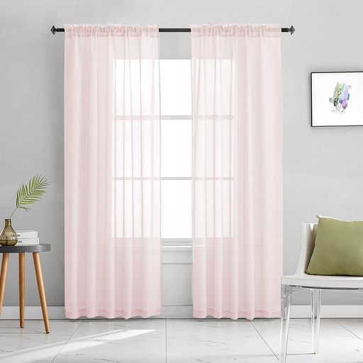 [WC58005PK] 54"x84" Luna Voile Rod Pocket Window Curtain, Light Pink (24 pc/ctn)
