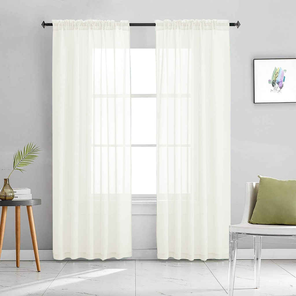 54"x84" Aria Voile Rod Pocket Window Curtain, Beige(24 pc/ctn)