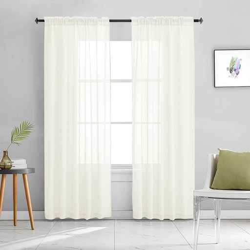 [WC58004BG] 54"x84" Aria Voile Rod Pocket Window Curtain, Beige(24 pc/ctn)