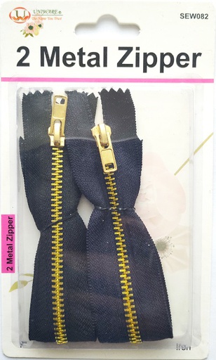 [SEW082] 2 pc Brass Zipper Set, Mixed Colors (288 pcs/ctn)