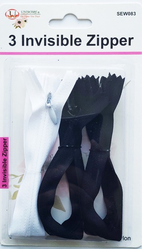 [SEW083] 3 pc Invisible Nylon Zipper Set, Mixed Colors (288 pcs/ctn)