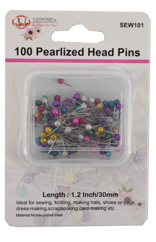 100 pc Pearled Pin Set, Mixed Colors (288 pcs/ctn)