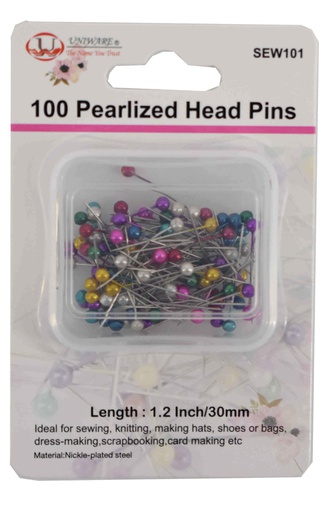 [SEW101] 100 pc Pearled Pin Set, Mixed Colors (288 pcs/ctn)
