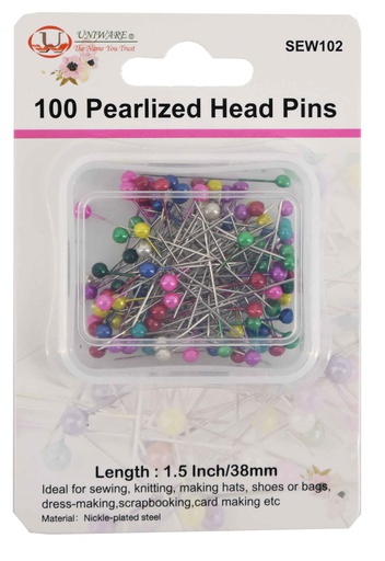 [SEW102] 100 pc Pearled Pin Set, Mixed Colors (288 pcs/ctn)