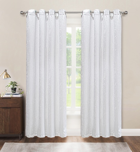 [WC53001WH] 54"x84" Lila 54"x84" Elara 99% Blackout Grommet Window Curtain, 100% Polyester (12 pc/ctn)
