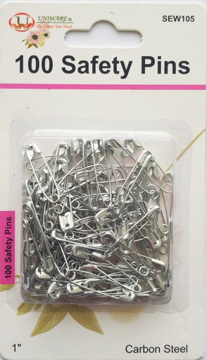 [SEW105] 100 pc Steel Safety Pin Set, Mixed Sizes (288 pcs/ctn)