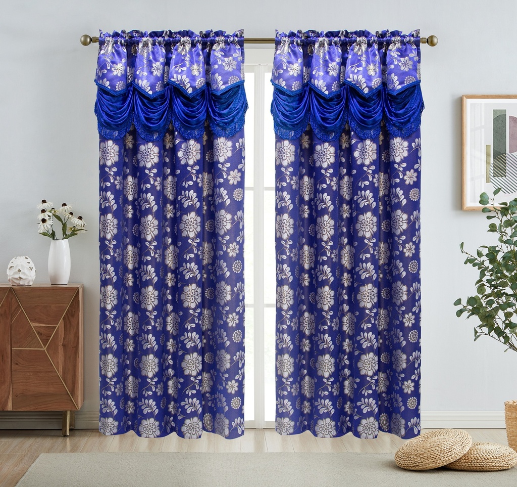 54"x84" Mira Double Layer Jacquard Window Curtain w. Attached Valance (12 pc/ctn)