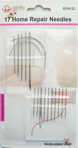 [SEW122] 17 pc Nickel Plated Steel Repair Needle Set (288 pcs/ctn)