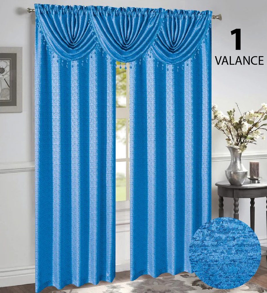 47"x 37" Mia Jacquard Window Curtain Valance with Beads (12 pc/ctn)