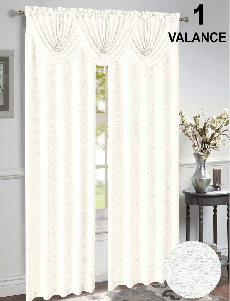 47"x 37" Mia Jacquard Window Curtain Valance with Beads (12 pc/ctn)