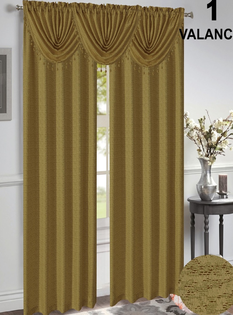 47"x 37" Mia Jacquard Window Curtain Valance with Beads (12 pc/ctn)