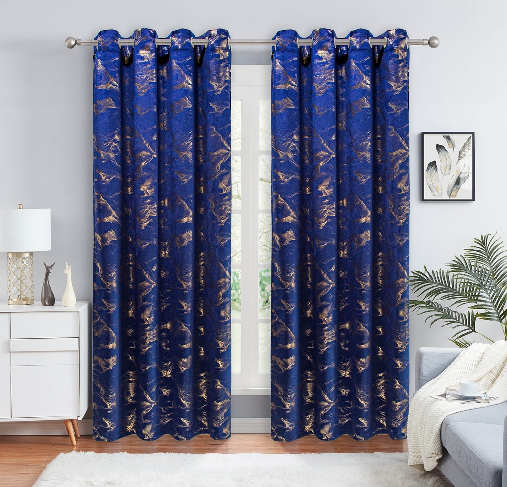 54"x 84" Nina 100% Blackout Grommet Window Curtain, Foil Velvet, 100% Polyester (12 pc/ctn)