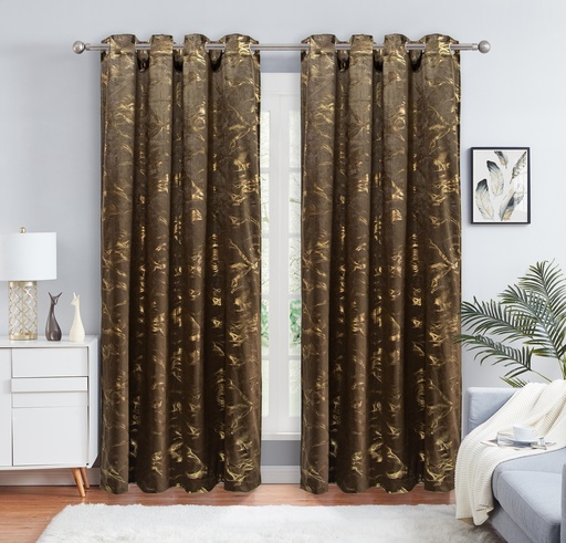 [WC57005CT] 54"x 84" Nina 100% Blackout Grommet Window Curtain, Foil Velvet, 100% Polyester (12 pc/ctn)