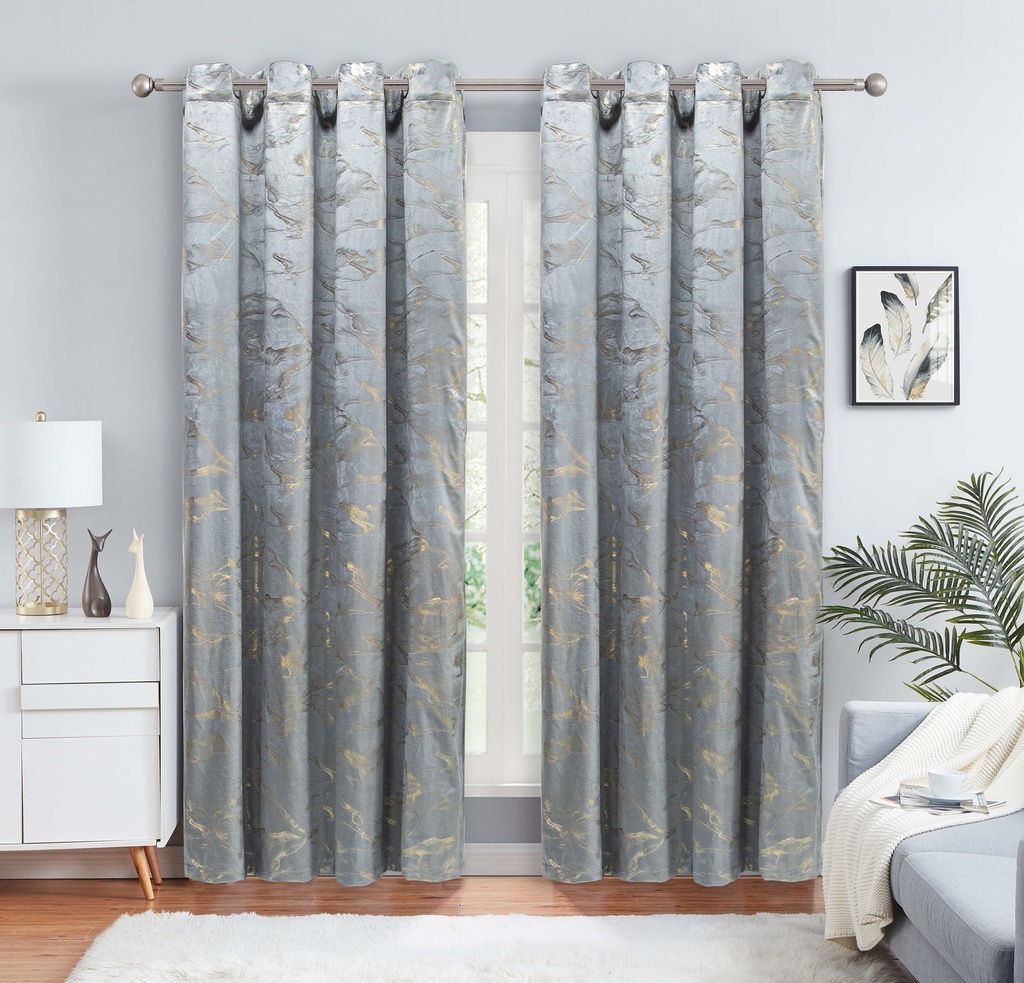 54"x 84" Nina 100% Blackout Grommet Window Curtain, Foil Velvet, 100% Polyester (12 pc/ctn)