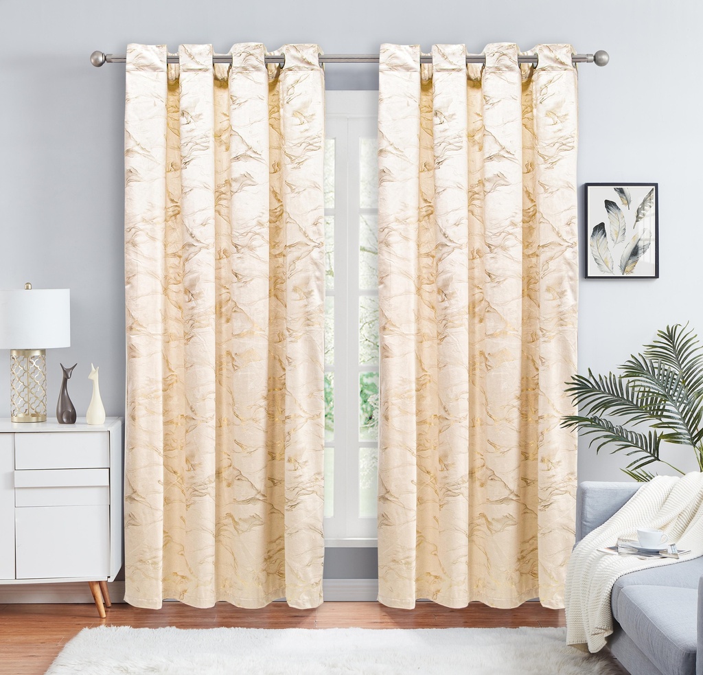 54"x 84" Nina 100% Blackout Grommet Window Curtain, Foil Velvet, 100% Polyester (12 pc/ctn)