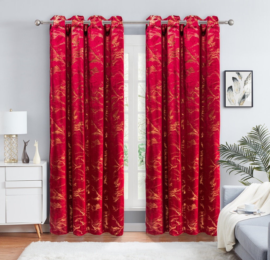54"x 84" Nina 100% Blackout Grommet Window Curtain, Foil Velvet, 100% Polyester (12 pc/ctn)