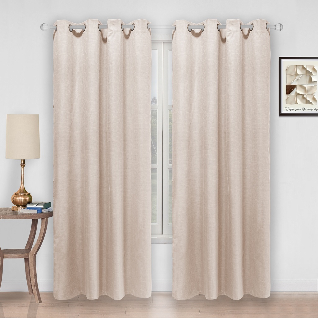 54"x 84" Ava 100% Blackout Grommet Window Curtain, Faux Linen, 100% Polyester (12 pc/ctn)