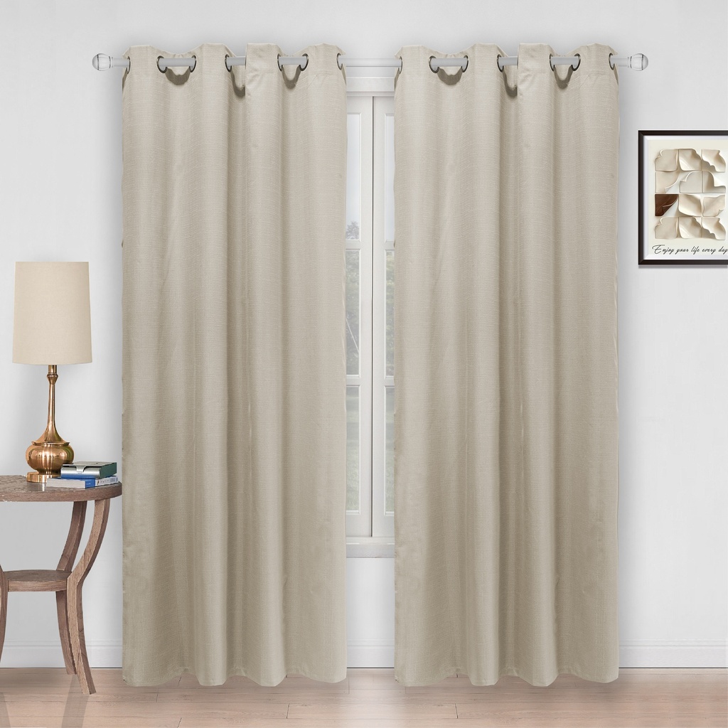 54"x 84" Ava 100% Blackout Grommet Window Curtain, Faux Linen, 100% Polyester (12 pc/ctn)