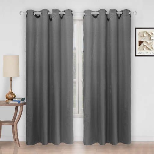 [WC53002BK] 54"x 84" Ava 100% Blackout Grommet Window Curtain, Faux Linen, 100% Polyester (12 pc/ctn)
