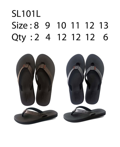 [SL101L] Large Men's Flip-Flop Beach Sandals, Mix Colors (48 pcs/ctn)