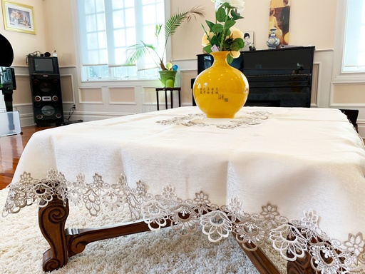 [TC52169] 60"x90" Beige Lace Table Cloth (24 pcs/ctn)