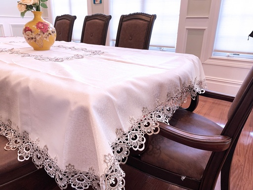 [TC52179] 72"x126" Beige Lace Table Cloth (12 pcs/ctn)