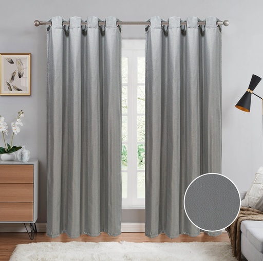 [WC57006GY] 54"x 84" Alexa 99% Blackout Grommet Window Curtain, Faux Linen, 100% Polyester (12 pc/ctn)