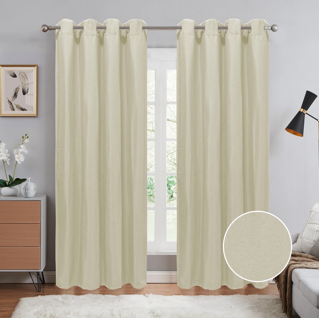 54"x 84" Alexa 99% Blackout Grommet Window Curtain, Faux Linen, 100% Polyester (12 pc/ctn)