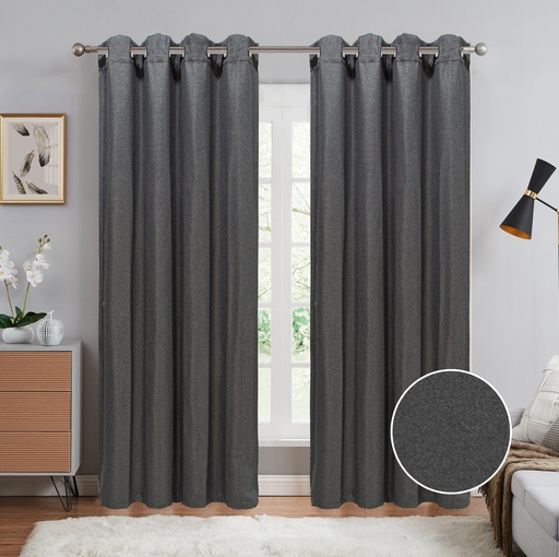 [WC57006BR] 54"x 84" Alexa 99% Blackout Grommet Window Curtain, Faux Linen, 100% Polyester (12 pc/ctn)