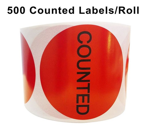 [TP779] 500 pc 2" Red "COUNTED" Round Labels (100 pcs/ctn)